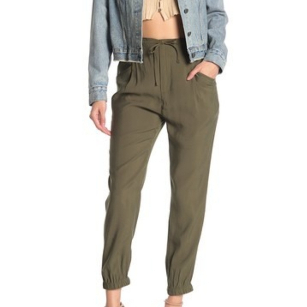 Anthropologie Elodie high waist joggers green sz S